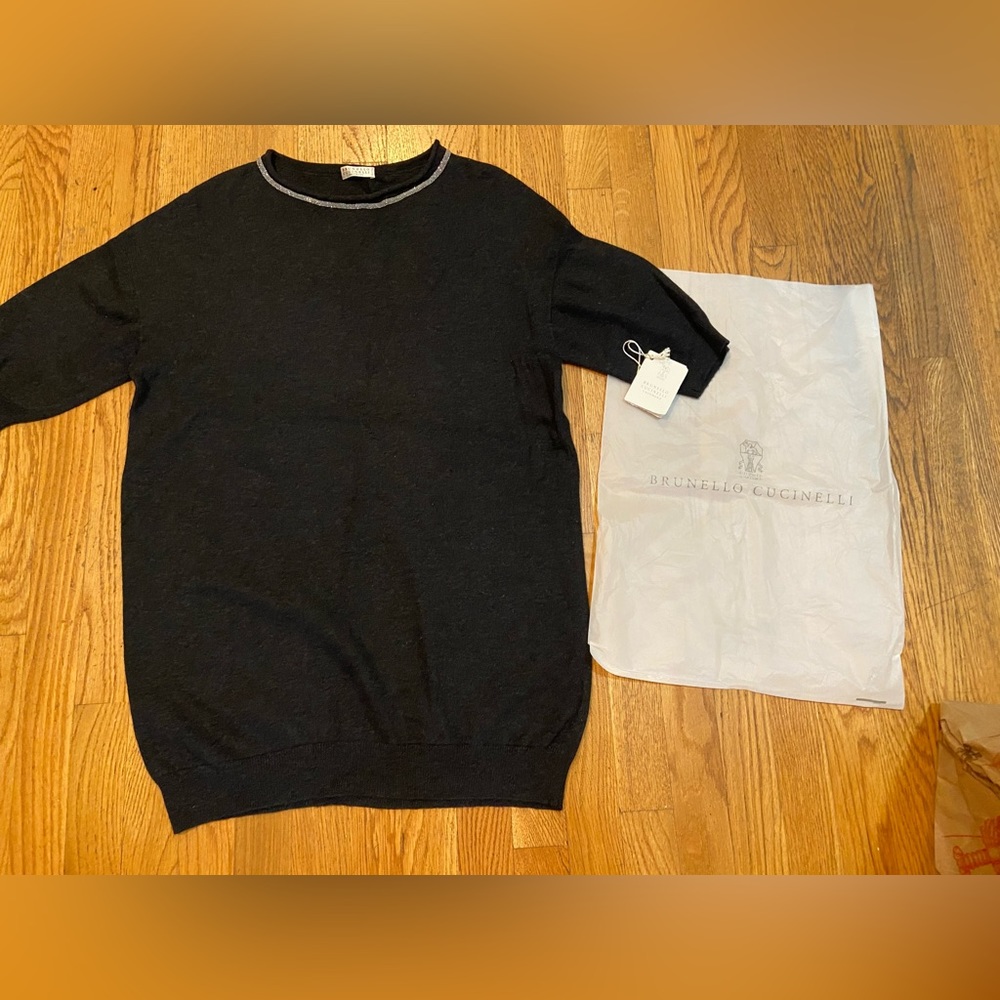 Brunello Cucinelli longuette cashmere sweater,dark grey,size M,perfectconditions